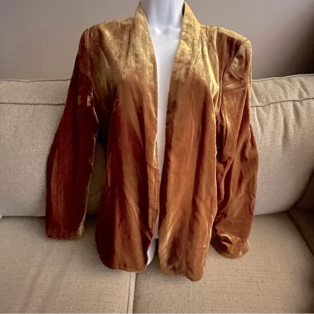 LOFT lightweight velvet mustard jacket
